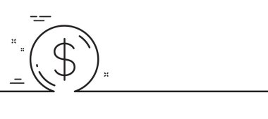 Dolar para çizgisi simgesi. Kullanıcı para birimi işareti. Nakit para sembolü. Asgari çizgi çizimi arka planı. Dolar para çizgisi ikon desenli pankart. Beyaz ağ şablonu konsepti. Vektör