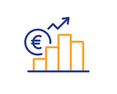 Euro faiz çizgisi simgesi. Döviz kurları tabelası. Para ticareti sembolü. Renkli ince çizgi ana hatları. Doğrusal stil euro oranı simgesi. Düzenlenebilir felç. Vektör
