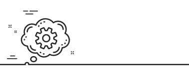 Çarklı sohbet hattı simgesi. Mühendislik aracı işareti. Çarklı dişli sembolü. Asgari çizgi çizimi arka planı. Çarklı hat simge desenli pankart. Beyaz ağ şablonu konsepti. Vektör
