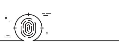 Parmak izi çizgisi simgesi. Parmak izi hedef işareti. Biyometrik kimlik sembolü. Asgari çizgi çizimi arka planı. Parmak izi çizgisi simge pankartı. Beyaz ağ şablonu konsepti. Vektör