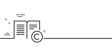 Telif hakkı simgesi. Kopya yazma ya da imza. Geri bildirim sembolü. Asgari çizgi çizimi arka planı. Telif hakkı çizgisi simge pankartı. Beyaz ağ şablonu konsepti. Vektör