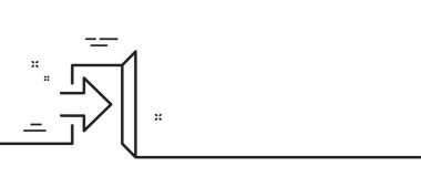 Çıkış çizgisi simgesi. Açık kapı işareti. Oklu giriş sembolü. Asgari çizgi çizimi arka planı. Çıkış çizgisi simge pankartı. Beyaz ağ şablonu konsepti. Vektör