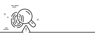 Parmak izi çizgisi simgesi. Parmak izi taraması işareti. Biyometrik kimlik sembolü. Asgari çizgi çizimi arka planı. Parmak izi çizgisi simge pankartı. Beyaz ağ şablonu konsepti. Vektör