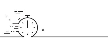 Yemek pişirme çizgisi simgesi. Kronometre işaretini kızartıyorum. Yemek hazırlama sembolü. Asgari çizgi çizimi arka planı. Kronometre çizgisi simge pankartı pişiriliyor. Beyaz ağ şablonu konsepti. Vektör