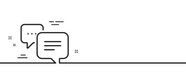 Noktalar mesaj çizgisi simgesi. Sohbet tabelası. Konuşma balonu sembolü. Asgari çizgi çizimi arka planı. Noktalar mesaj çizgisi ikon desenli pankart. Beyaz ağ şablonu konsepti. Vektör