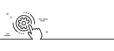 Çark ayarları çizgi simgesi. Mühendislik aracı işareti. Çarklı dişli sembolü. Asgari çizgi çizimi arka planı. Cogwheel ayar çizgisi simge desenli pankart. Beyaz ağ şablonu konsepti. Vektör