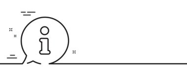 Bilgi satırı simgesi. Bilgi baloncuğu işareti. Sembolü bildir. Asgari çizgi çizimi arka planı. Bilgi satırı simge pankartı. Beyaz ağ şablonu konsepti. Vektör