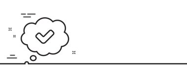 İşaret çizgisi simgesini kontrol et. Onaylanmış çizgi roman işareti. Konuşma balonu sohbet sembolü. Asgari çizgi çizimi arka planı. Onaylanmış çizgi simgesi pankartı. Beyaz ağ şablonu konsepti. Vektör