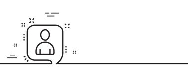 Geliştiriciler sohbet hattı simgesi. İşletme yönetim tabelası. Konuşma balonu sembolü. Asgari çizgi çizimi arka planı. Geliştiriciler sohbet hattı simgesi pankartı. Beyaz ağ şablonu konsepti. Vektör