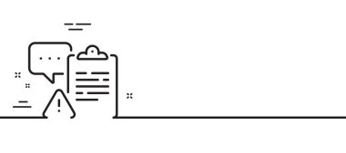 Pano belge satırı simgesi. Dikkat, görev işareti. Uyarı sembolünü incele. Asgari çizgi çizimi arka planı. Pano çizgisi simge desenli pankart. Beyaz ağ şablonu konsepti. Vektör
