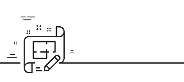 建筑师线图标 工程计划的标志 编辑项目文件 最小线条图解背景 架构师计划线图标图案横幅 白色网络模板的概念 — 图库矢量图片