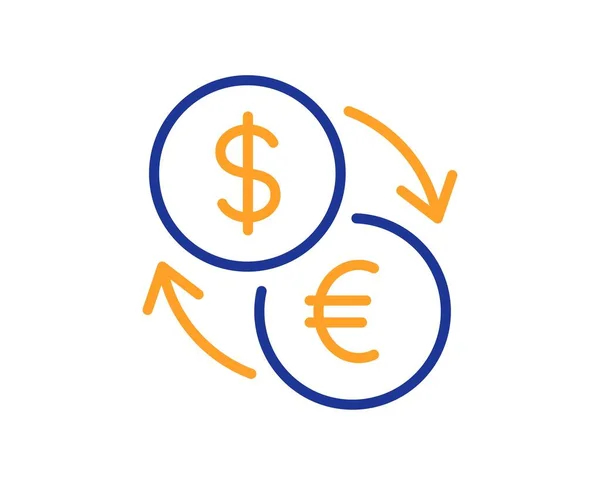 Icône Ligne Change Dollar Euro Signe Argent Convertir Symbole Devise — Image vectorielle