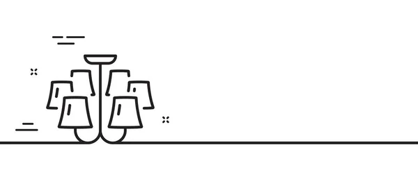 Kroonluchter Lijn Icoon Plafondlampje Binnenkant Verlichten Lichtsymbool Minimale Lijn Illustratie — Stockvector