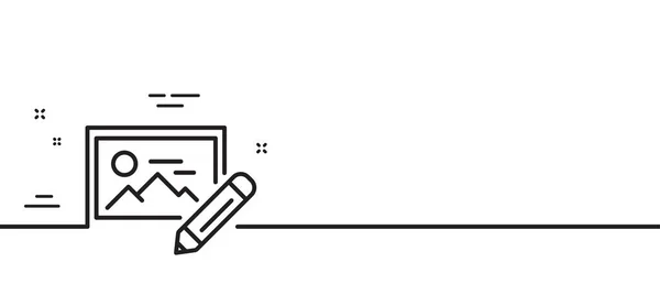 Foto Bewerken Regel Pictogram Afbeelding Miniatuur Met Potlood Teken Afbeelding — Stockvector