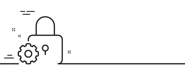 锁线图标 帕德洛克齿轮标志 安全设置符号 最小线条图解背景 锁线图标图案横幅 白色网络模板的概念 — 图库矢量图片