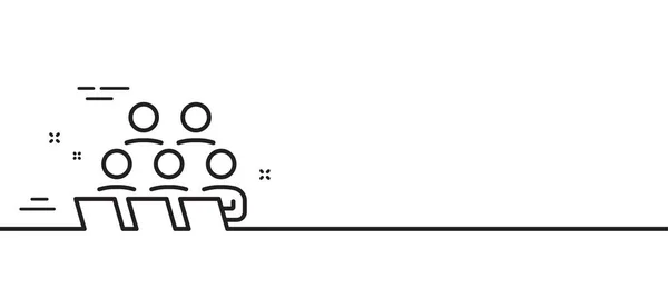团队合作线图标 远程办公标志 团队员工的标志 最小线条图解背景 团队精神线图标图案横幅 白色网络模板的概念 — 图库矢量图片