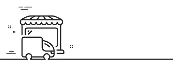 Liefermarktsymbol Verkehrszeichen Aufbewahren Einzelhandelsmarktsymbol Minimale Zeilenillustration Hintergrund Lieferwagen Linie Symbol — Stockvektor