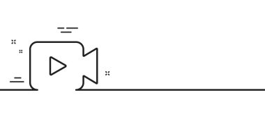 Video kamera hattı simgesi. Sinema ya da sinema tabelası. Multimedya sembolü. Asgari çizgi çizimi arka planı. Video kamera hattı ikon desenli pankart. Beyaz ağ şablonu konsepti. Vektör