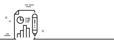 Belge satırı simgesini rapor et. Sütun işareti. Büyüme diyagramı, pasta grafiği sembolü. Asgari çizgi çizimi arka planı. Belge satırı simge afişini bildirin. Beyaz ağ şablonu konsepti. Vektör