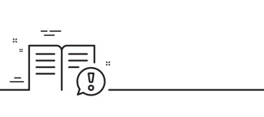 İlginç gerçekler çizgisi simgesi. Ünlem işareti. Kitap sembolü. Asgari çizgi çizimi arka planı. Gerçek çizgi simge desenli pankart. Beyaz ağ şablonu konsepti. Vektör