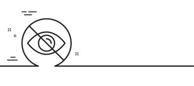 Göz çizgisi simgesi yok. İşaret yok. Optometri vizyon bakım sembolü. Asgari çizgi çizimi arka planı. Çizgi simgesi desenli pankart değil. Beyaz ağ şablonu konsepti. Vektör