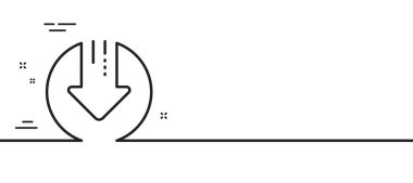Satır simgesi indir. Aşağı ok işareti. İndirim sembolü. Asgari çizgi çizimi arka planı. Ok çizgisi simge desenli pankartı indir. Beyaz ağ şablonu konsepti. Vektör