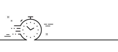 Zamanlayıcı çizgisi simgesi. Zaman yönetimi işareti. Kronometre sembolü. Asgari çizgi çizimi arka planı. Zamanlayıcı çizgisi simge pankartı. Beyaz ağ şablonu konsepti. Vektör