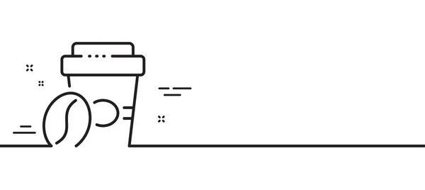 外卖咖啡线图标 热拿铁标志 茶杯的象征 最小线条图解背景 外卖咖啡线图标图案横幅 白色网络模板的概念 — 图库矢量图片