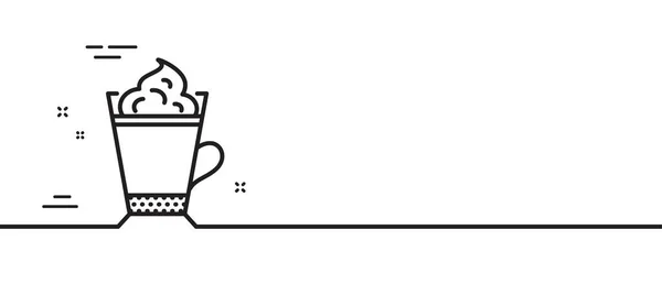 Latte Kaffee Mit Schlagsahne Symbol Heißgetränk Schild Getränkeinstrument Minimale Zeilenillustration — Stockvektor