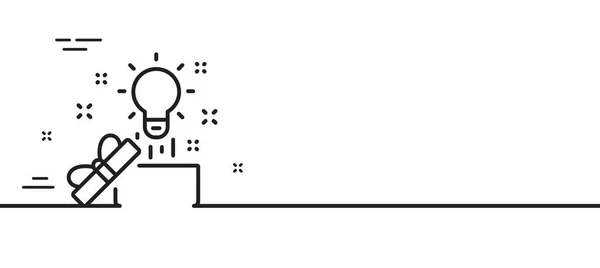 Kutu Çizgisi Simgesinden Yaratıcılık Işareti Fikir Sembollü Hediye Kutusu Asgari — Stok Vektör