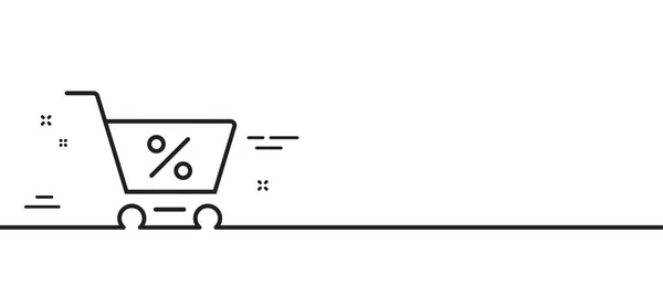 Panier Avec Icône Pourcentage Ligne Panneau Achat Ligne Symbole Panier — Image vectorielle