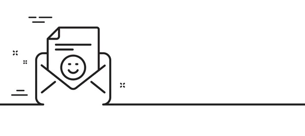 スマイルメールラインのアイコン 正帰還文字記号 顧客満足シンボル 最小限の線のイラストの背景 スマイルラインのアイコンパターンバナー ホワイトウェブテンプレートのコンセプト ベクトル — ストックベクタ