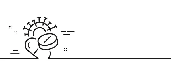 Coronavirus Hapları Çizgisi Ikonu Covid Virüs Aşısı Işareti Corona Virüsü — Stok Vektör