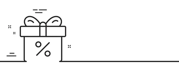 Caja Regalo Con Icono Línea Porcentaje Presente Venta Signo Cumpleaños — Archivo Imágenes Vectoriales