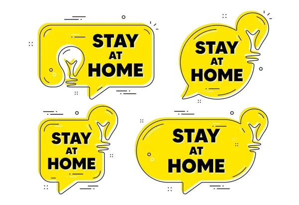 Resta Casa Slogan Idea Giallo Chat Bolle Coronavirus Citazione Covid — Vettoriale Stock