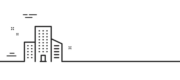 Ikona Linii Budynków Znak Architektury Miasta Symbol Budynku Drapacza Chmur — Wektor stockowy