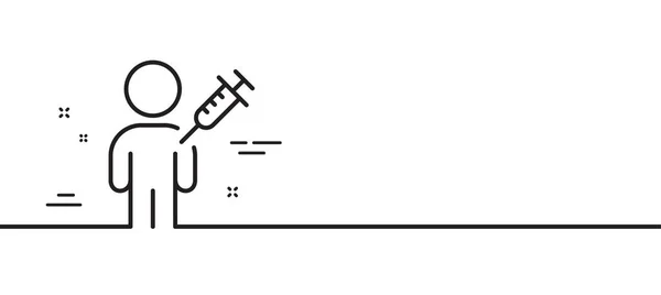 Mensen Vaccinatielijn Icoon Vaccinatiespuit Teken Man Gestoken Symbool Minimale Lijn — Stockvector