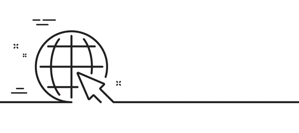 マウスカーソルラインアイコンで球体 世界や地球の標識 世界的なインターネットシンボル 最小限の線のイラストの背景 インターネットラインアイコンパターンバナー ホワイトウェブテンプレートのコンセプト ベクトル — ストックベクタ