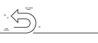 Ok çizgi simgesini geri al. Sola dönüş sembolü. Navigasyon işaretçisi işareti. Asgari çizgi çizimi arka planı. Çizgi simgesini geri al. Beyaz ağ şablonu konsepti. Vektör
