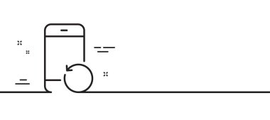 Telefon hattı simgesini geri kazan. Yedek veri işareti. Akıllı telefon bilgi sembolünü geri yükle. Asgari çizgi çizimi arka planı. Telefon hattı ikon desenli afişi. Beyaz ağ şablonu konsepti. Vektör