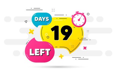 Geriye 19 gün kaldı ikon. Soyut akış şablonunda geri sayım numarası. İmzalamak için 19 gün. Teklif edilen tarih sol baloncuk. Sayılı geri sayım zamanlayıcısı. Vektör