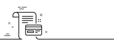 Ödeme kredi kartı ikonu. Posta kutusundaki para. Anlaşma koşulları sembolü. Asgari çizgi çizimi arka planı. Ödeme kartı ikon desenli pankart. Beyaz ağ şablonu konsepti. Vektör