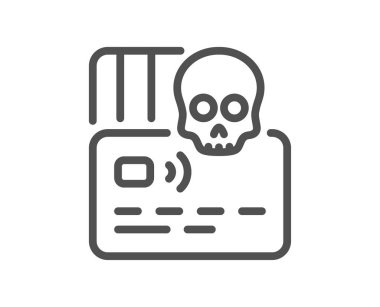 Siber saldırı hattı ikonu. Fidye tehdidi işareti. Kredi kartı sahtekarlığı sembolü. Kalite tasarım elemanı. Doğrusal siber saldırı ikonu. Düzenlenebilir felç. Vektör