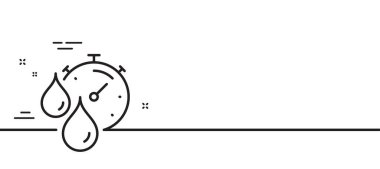 Kurutma zaman çizelgesi simgesini boya. Boya damlaları işaretli zamanlayıcı. Kuru zaman sembolü. Asgari çizgi çizimi arka planı. Zamanlayıcı çizgisi simge pankartı. Beyaz ağ şablonu konsepti. Vektör