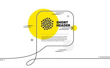 Coronavirus ikonu. Devamlı sohbet pankartı. Covid-19 pandemik virüs işareti. Corona virüsü sembolü. Sohbet mesajında Coronavirus simgesi. Yorum yap ve arka planda konuş. Vektör