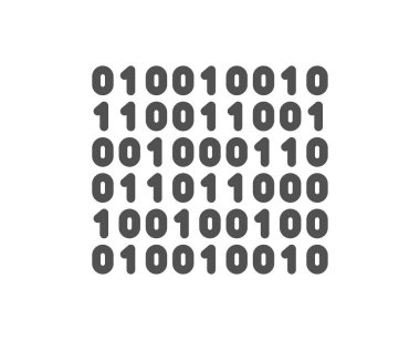 İkili kod satırı simgesi. Bilgisayar makine kodu işareti. Veri sembolü hesaplanıyor. Kalite tasarım elemanı. Doğrusal biçimli ikili kod simgesi. Düzenlenebilir felç. Vektör