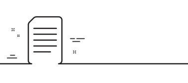 Belge Yönetimi çizgi simgesi. Bilgi Dosyası işareti. Kağıt sayfa konsept sembolü. Asgari çizgi çizimi arka planı. Belge satırı simge pankartı. Beyaz ağ şablonu konsepti. Vektör