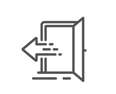 Giriş çizgisi simgesi. Giriş kapısı işareti. Çıkış sembolü oluşturuluyor. Kalite tasarım elemanı. Doğrusal giriş simgesi. Düzenlenebilir felç. Vektör