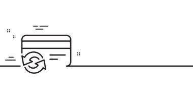 Kredi kartı simgesini değiştir. Ödeme yöntemi işareti. Asgari çizgi çizimi arka planı. Kart satırı simge pankartını değiştir. Beyaz ağ şablonu konsepti. Vektör