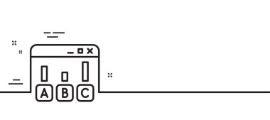 Anket sonuçları çizgisi simgesi. En iyi cevap işareti. İş istatistikleri sembolü. Asgari çizgi çizimi arka planı. Anket sonuçları çizgi simge desenli pankart. Beyaz ağ şablonu konsepti. Vektör
